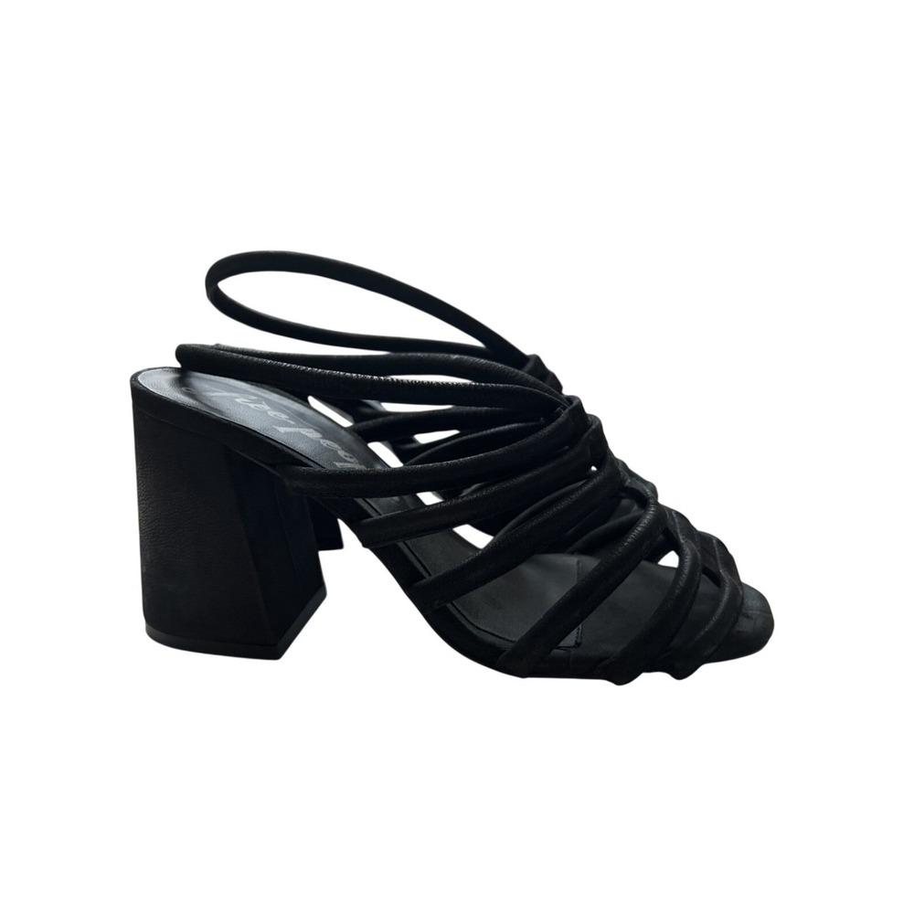 Free‎ People Heels Size 36 US 6 "Colette" Cinched Leather Block Sandals Black